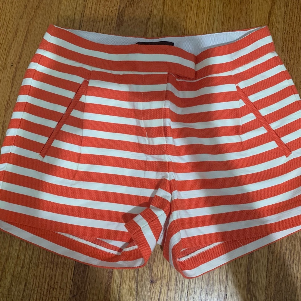 jcrew orange and white striped shorts